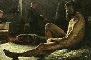 gottfrid kallstenius sittande manlig modell Germany oil painting artist